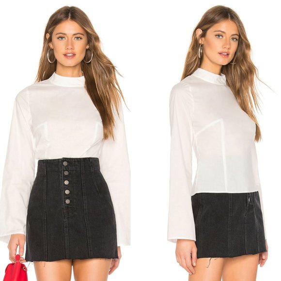 Tularosa Tops - Tularosa Keep It Simple Top Blouse in Ivory White Bell Sleeves Women Size L